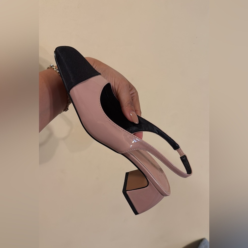 ASOS Two-Tone Pink and Black Patent Slingback Block Heels